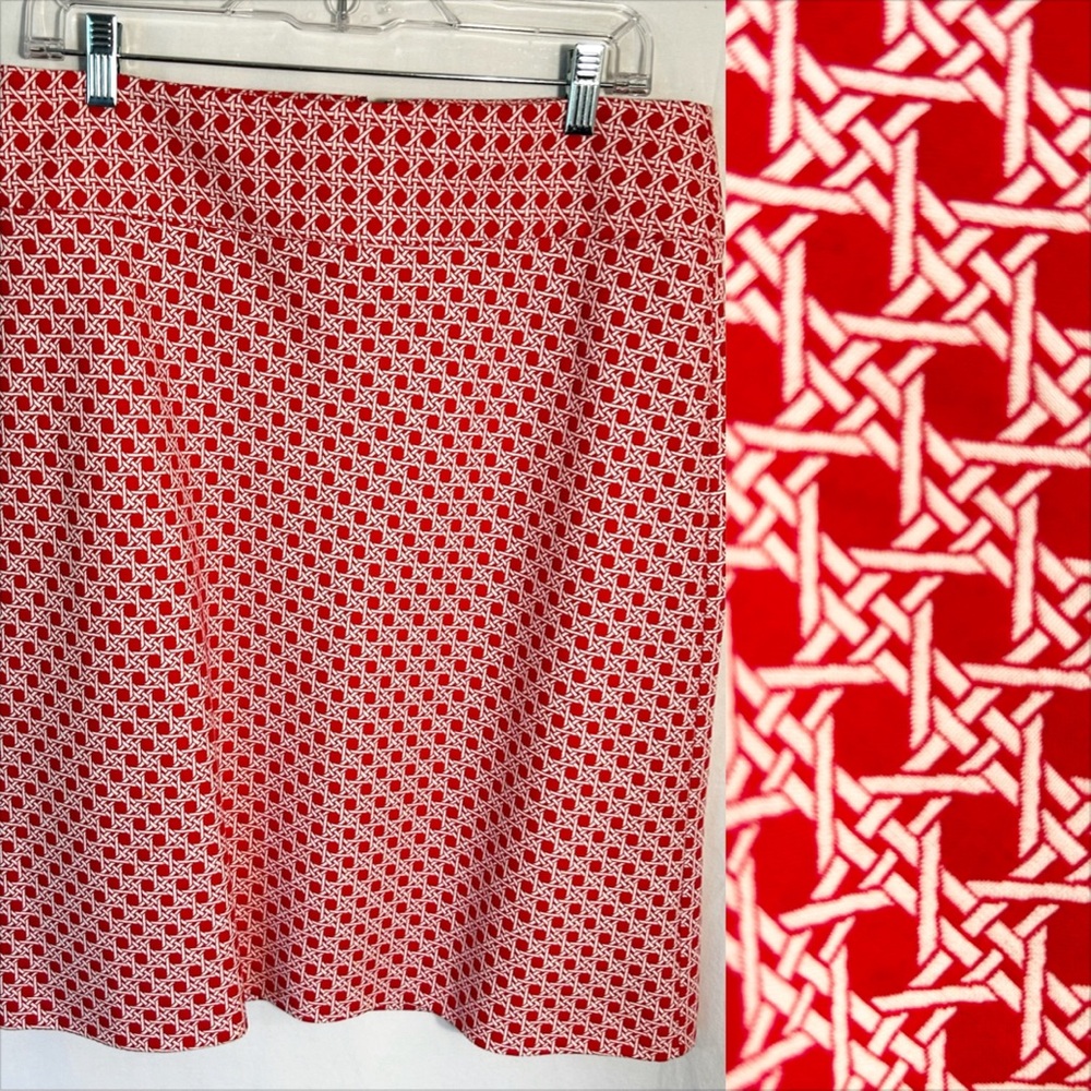 WOMENS SIZE 10 WAIST 34 LINED RED WHITE ZIP BACK TALBOTS SKIRT